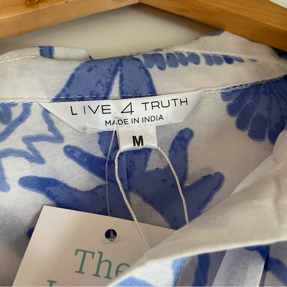 Live 4 Truth Blue Sun and Moon Print Top NWT Cropped Boxy Fit Medium Celestial - Picture 6 of 9